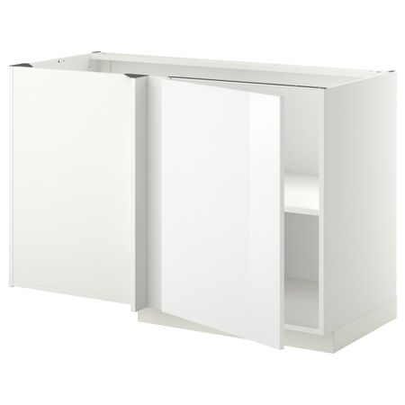 Угловой напольный шкаф с полкой, белый/Рингульт белый 128x68 см IKEA METOD МЕТОД 494.455.09