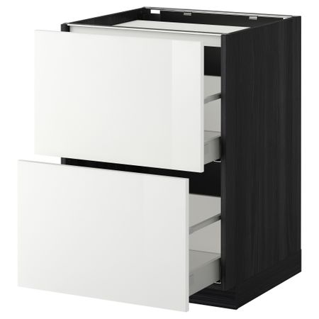 Напольный шкаф, 2 фронтальных панели, 3 ящика МЕТОД / МАКСИМЕРА, черный, Рингульт белый