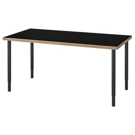 Стол, черный/фанера 150x75 см IKEA LINNMON ЛИННМОН / OLOV ОЛОВ 193.313.83