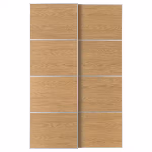 MEHAMN Пара раздвижных дверей - алюминий/двусторонний под дуб 150x236 см - фото 1