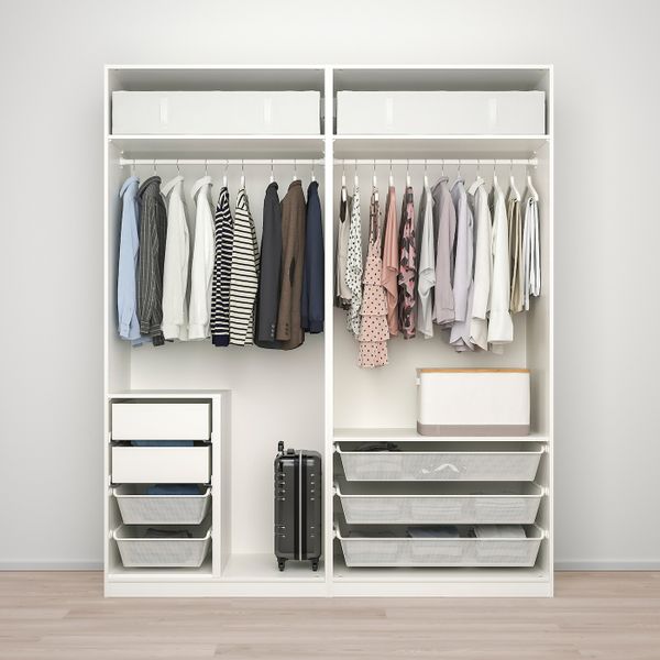 Гардероб, комбинация, белый/глянцевый светло-серый 200x66x236 см IKEA PAX ПАКС / HOKKSUND ХОККСУНД 293.958.69 - фото 2