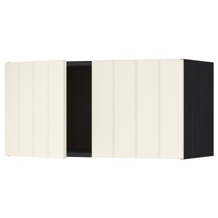 Навесной шкаф с 2 дверями МЕТОД, черный, Хитарп белый с оттенком (80x40 см)