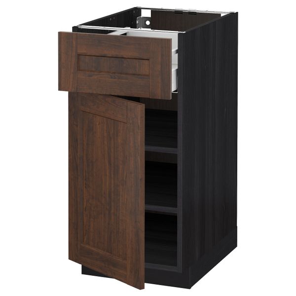Напольный шкаф с ящиком/дверью, черный/Эдсерум коричневый 40x60 см IKEA МЕТОД / МАКСИМЕРА 692.363.69 - схема-чертеж с размерами