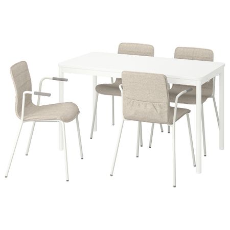 Конференц-стол и стулья, 130x70 см, белый, светло-бежевый IKEA LÄKTARE, TOMTOMMARYD ТОММАРЮД ТОММАРЮД 195.284.69