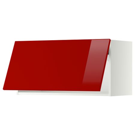 Горизонтальный навесной шкаф МЕТОД, белый, Рингульт красный