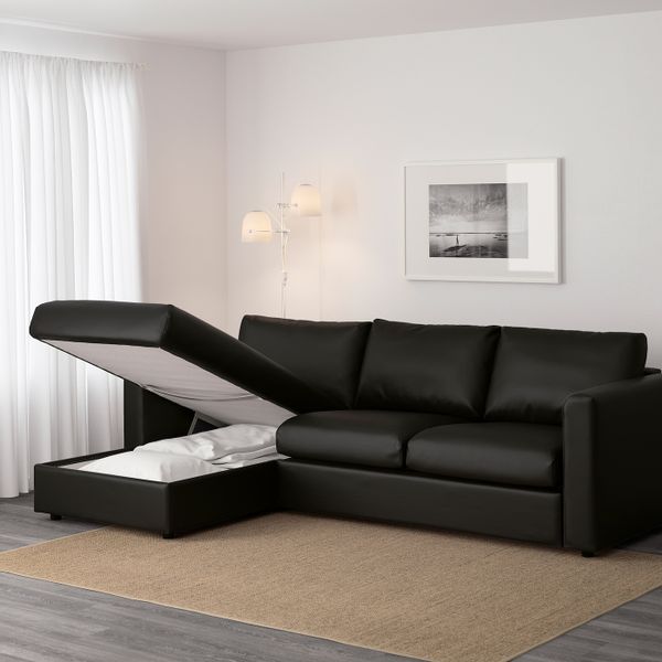 3-местный диван, с козеткой, Фарста черный IKEA ВИМЛЕ 592.069.90 - фото 3