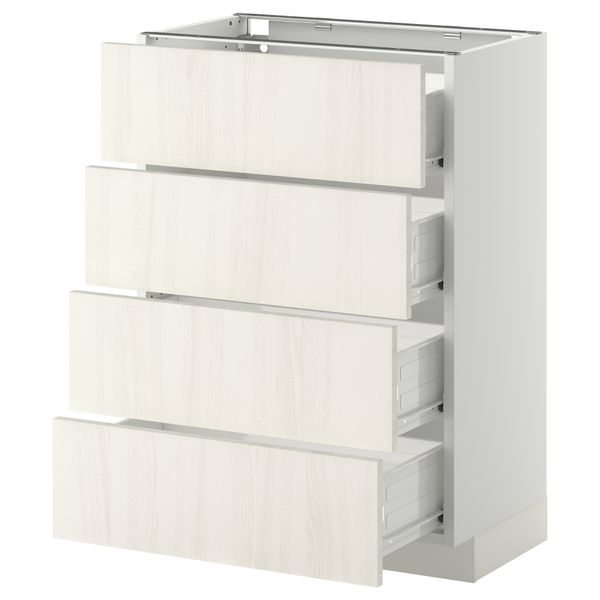 Напольный шкаф 4 фронтальных панели, 4 ящика МЕТОД / ФОРВАРА, белый, Росдаль белый - схема-чертеж с размерами