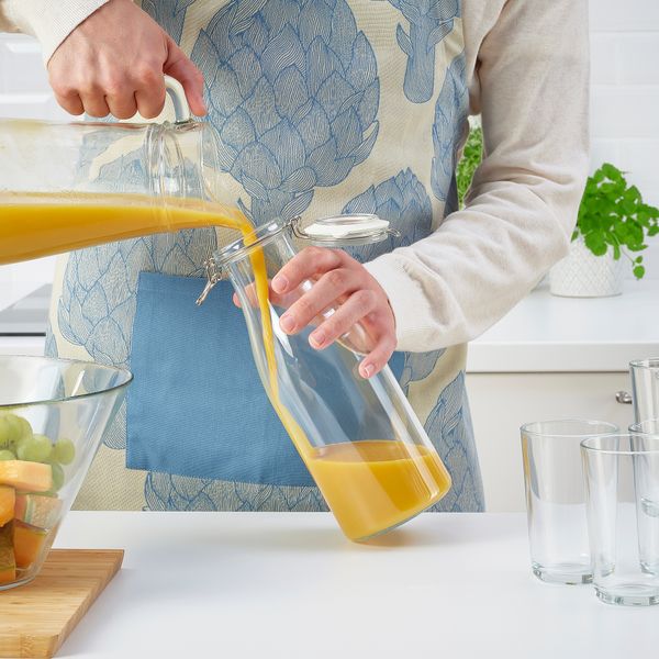 Банка с крышкой, в форме бутылки, прозрачное стекло, 1.4 л IKEA KORKEN КОРКЕН 505.413.74 - схема-чертеж с размерами