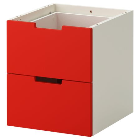 Модульный комод с 2 ящиками НОРДЛИ, красный, белый