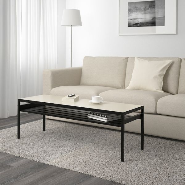 Журнальный стол/2-сторон столешница, черный/бежевый, 120x40x40 см IKEA НИБОДА 403.479.28 - фото 3