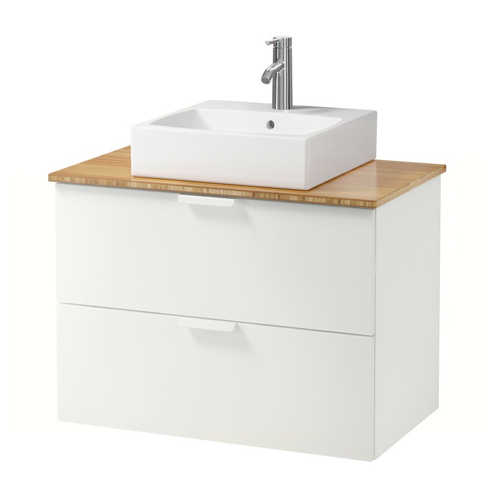 Шк п-раковину/столешн45x45/раковина ГОДМОРГОН/АЛДЕРН / ТОРНВИКЕН, белый, бамбук (82x49x72 см) - схема-чертеж с размерами