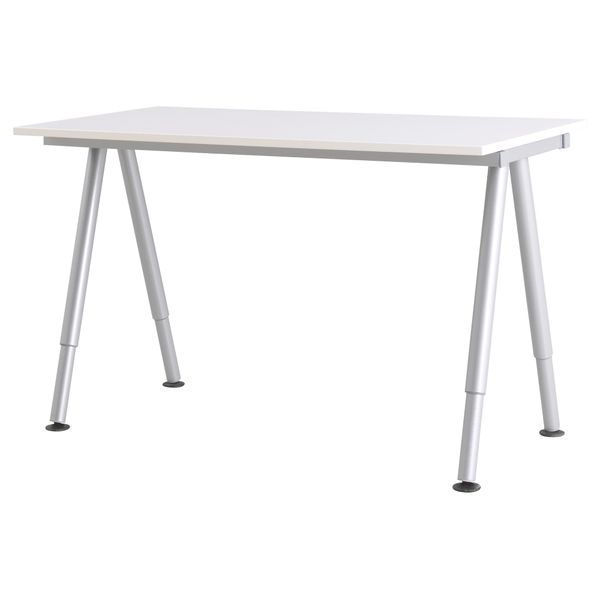 Письменный стол ГАЛАНТ, белый, серебристый (120x60 см) - схема-чертеж с размерами