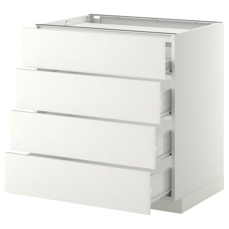 Напольный шкаф, 4 фронтальных панели, 4 ящика МЕТОД / ФОРВАРА, белый, Хэггеби белый