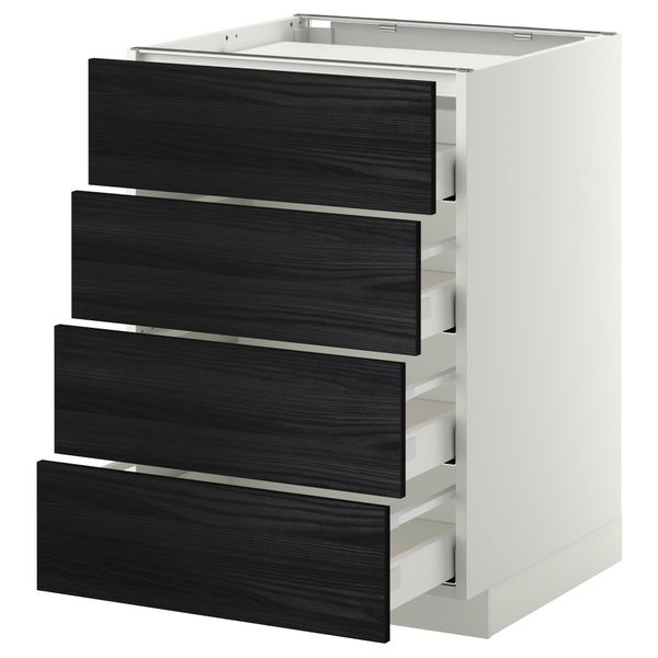 Напольный шкаф, 4 фронтальных панели, 4 ящика МЕТОД / МАКСИМЕРА, белый, Тингсрид черный - фото 1