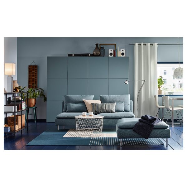 Комбинация для хранения с дверцами БЕСТО, под беленый дуб, Вальвикен серо-бирюзовый (120x40x192 см) - схема-чертеж с размерами