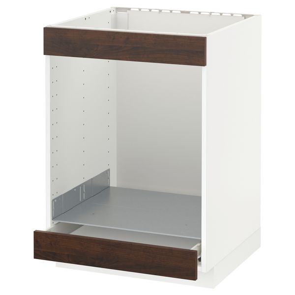 Напольный шкаф для/вароч панели+духовки/ящик МЕТОД / ФОРВАРА, белый, Эдсерум коричневый (60x60 см) - схема-чертеж с размерами