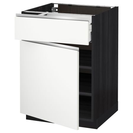 Напольный шкаф с ящиком, дверью МЕТОД / МАКСИМЕРА, черный, Нодста белый