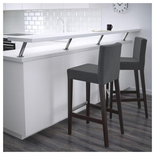 Стул барный ХЕНРИКСДАЛЬ, коричнево-чёрный, Дьюпарп темно-серый (74 см) - фото 3