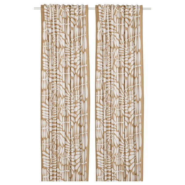Гардины, 2 шт., бежевый, белый, 145x300 см IKEA MAJSMOTT 105.565.03 - фото 2