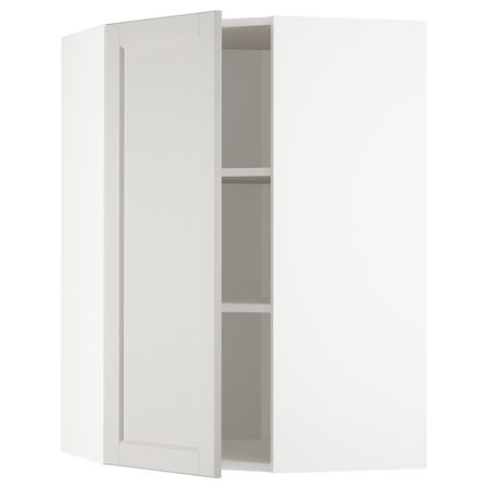 Угловой навесной шкаф с полками, белый/Лерхюттан светло-серый 68x100 см IKEA METOD МЕТОД 092.727.70