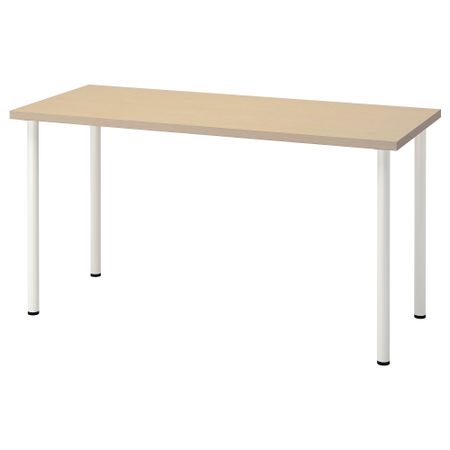Письменный стол, береза, белый, 140x60 см IKEA MÅLSKYTT МОЛСКЮТТ, ADILS АДИЛЬС 294.177.48