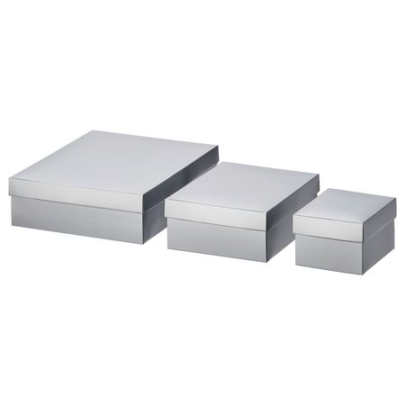 Коробка подарочная, 3 штуки, серебристый IKEA ВИНТЕР 2019 604.623.14