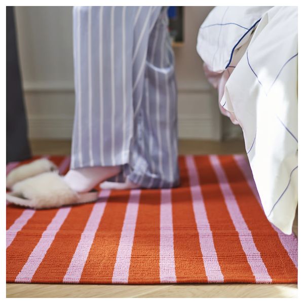 VÄGSKYLT ВЭГСКЮЛТ Ковер, безворсовый - розовый/оранжевый 80x150 см - фото 4