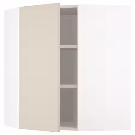 METOD Угловой навесной шкаф с полками - белый/Havstorp бежевый 68x80 см