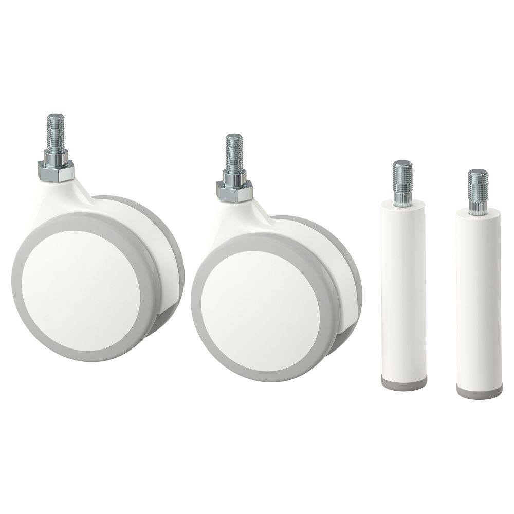 2 ножки и 2 колесика, белый IKEA JONAXEL ЙОНАКСЕЛЬ 804.199.61 - фото 1