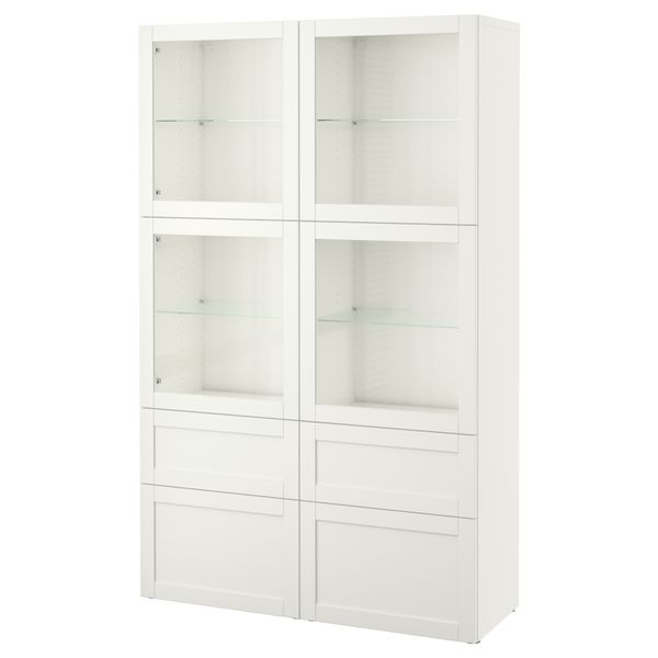 Комбинация для хранения со стеклянными дверцами БЕСТО, Ханвикен, Синдвик белый прозрачное стекло (120x40x192 см) - фото 1