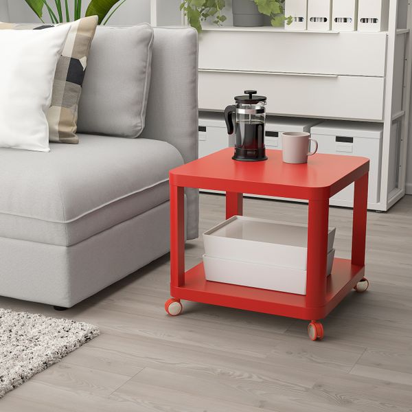 Стол приставной на колесиках, красный 50x50 см IKEA TINGBY ТИНГБИ 204.574.42 - фото 4