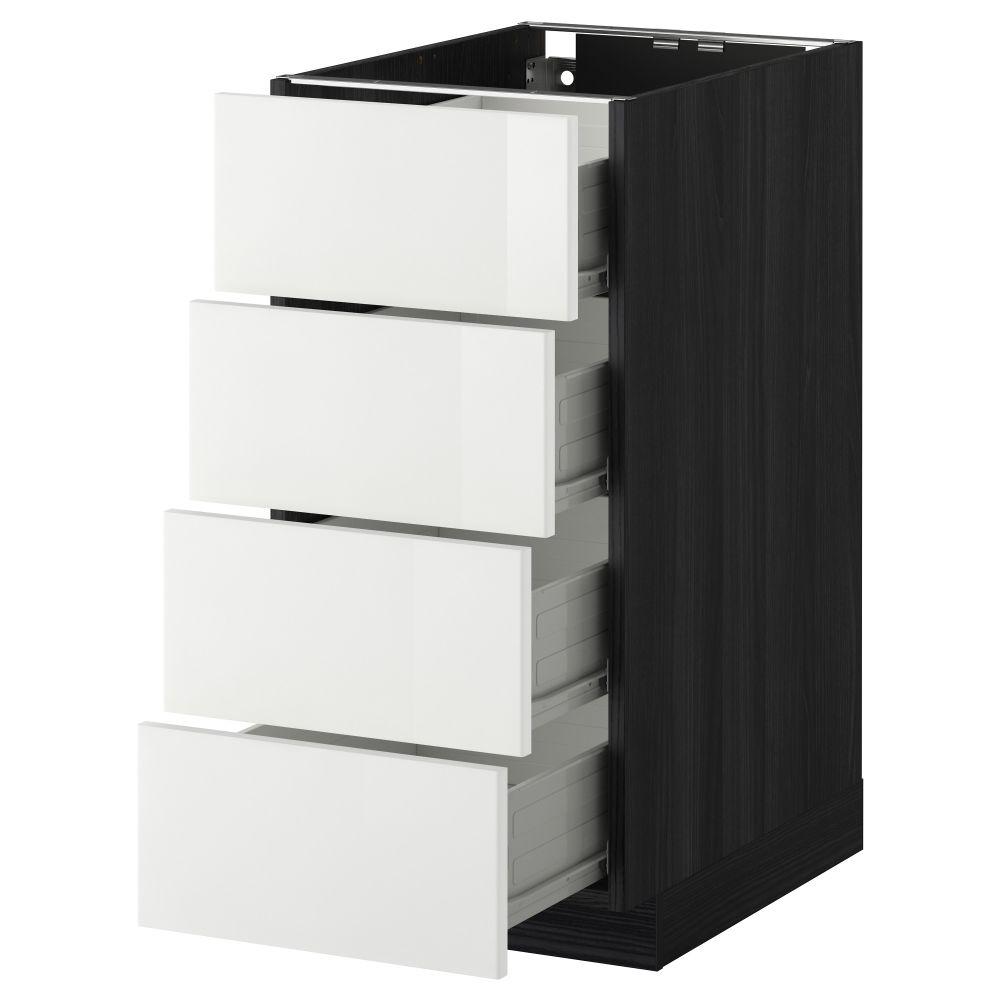 Напольный шкаф 4 фронтальных панели, 4 ящика МЕТОД / ФОРВАРА, черный, Рингульт белый - схема-чертеж с размерами