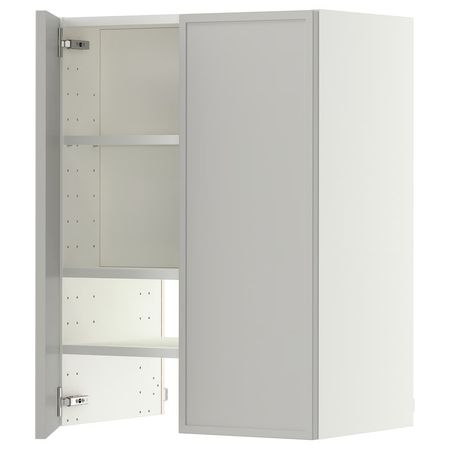 METOD Навесной шкаф д/вытяжки/полка/дверь - белый/Aspudden светло-серый 60x80 см
