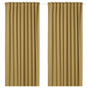 MAJGULL Затемняющие гардины, 2 шт. - бежево-желтый/с лентой 145x300 см