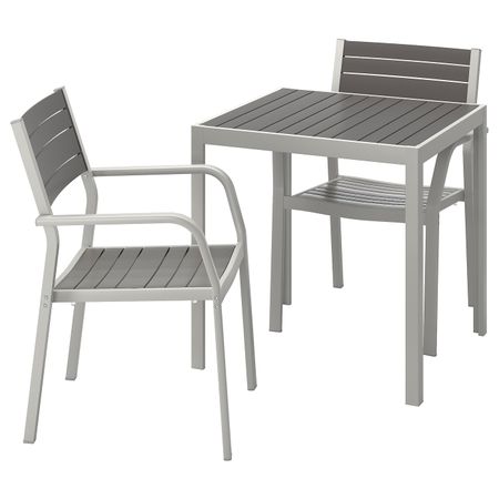 Садовый стол и 2 легких кресла, темно-серый/светло-серый 71x71x73 см IKEA SJÄLLAND ШЭЛЛАНД 192.649.44