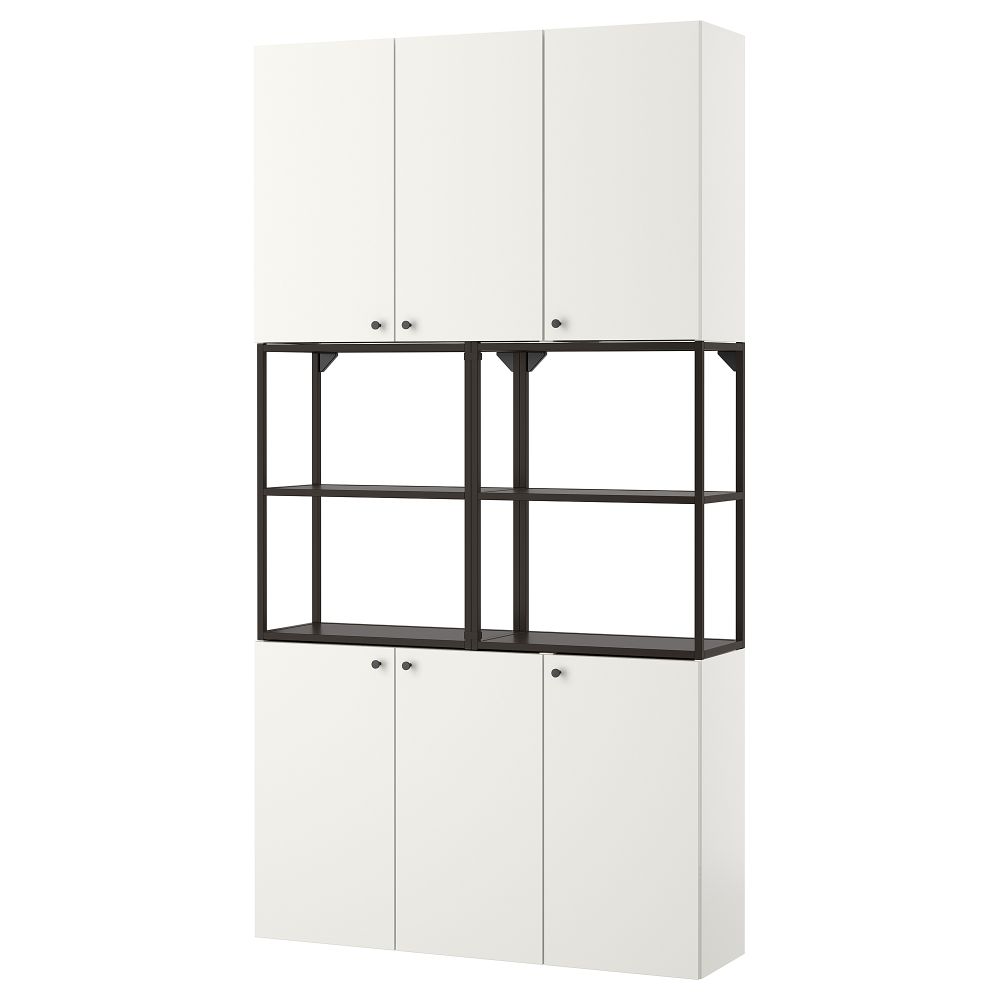 Комбинация для хранения, антрацит, белый, 120x32x225 см IKEA BEGIVENHET БЕГИВЕНХЕТ 993.314.35 - фото 1