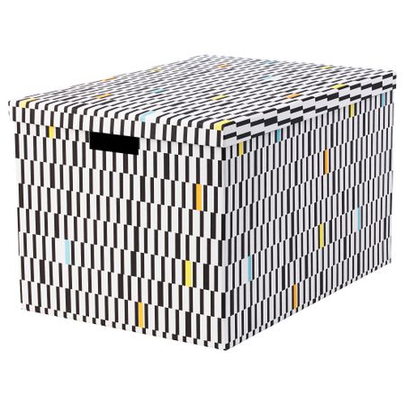 Коробка с крышкой ТЬЕНА, черный/белый (35x50x30 см)