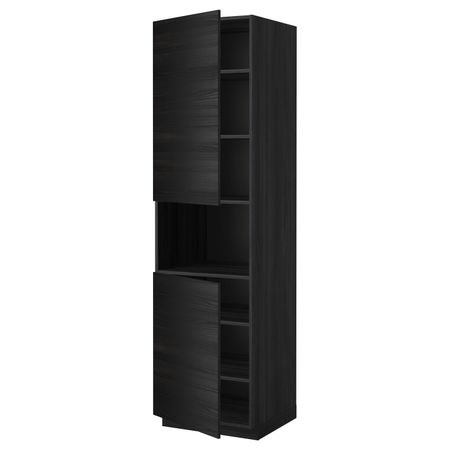 Высокий шкаф для/СВЧ, 2 дверцы/полки, черный, Тингсрид черный 60x60x220 см IKEA МЕТОД 892.333.84