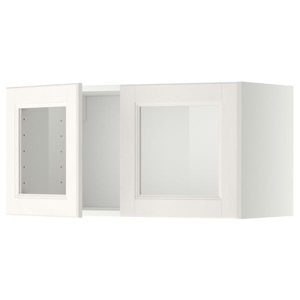 Навесной шкаф с 2 стеклянная дверями МЕТОД, белый, Лаксарби белый (80x40 см) - схема-чертеж с размерами