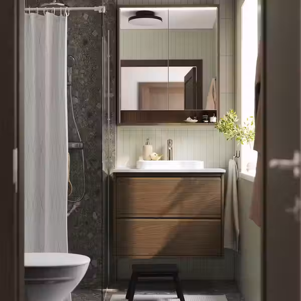 ÄNGSJÖN ЭНГШЁН / BACKSJÖN БАККШЁН Шкаф с ящиками/раковина/смеситель - фото 2