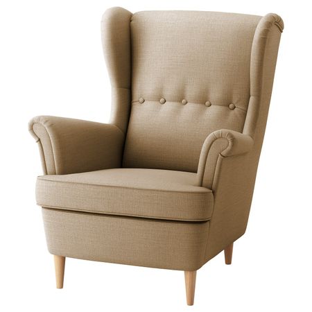 Кресло с подголовником, Шифтебу бежевый IKEA STRANDMON СТРАНДМОН 704.198.86