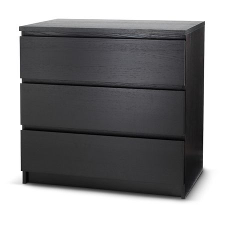 Комод с 3 ящиками, черно-коричневый 80x78 см IKEA MALM МАЛЬМ 403.685.34