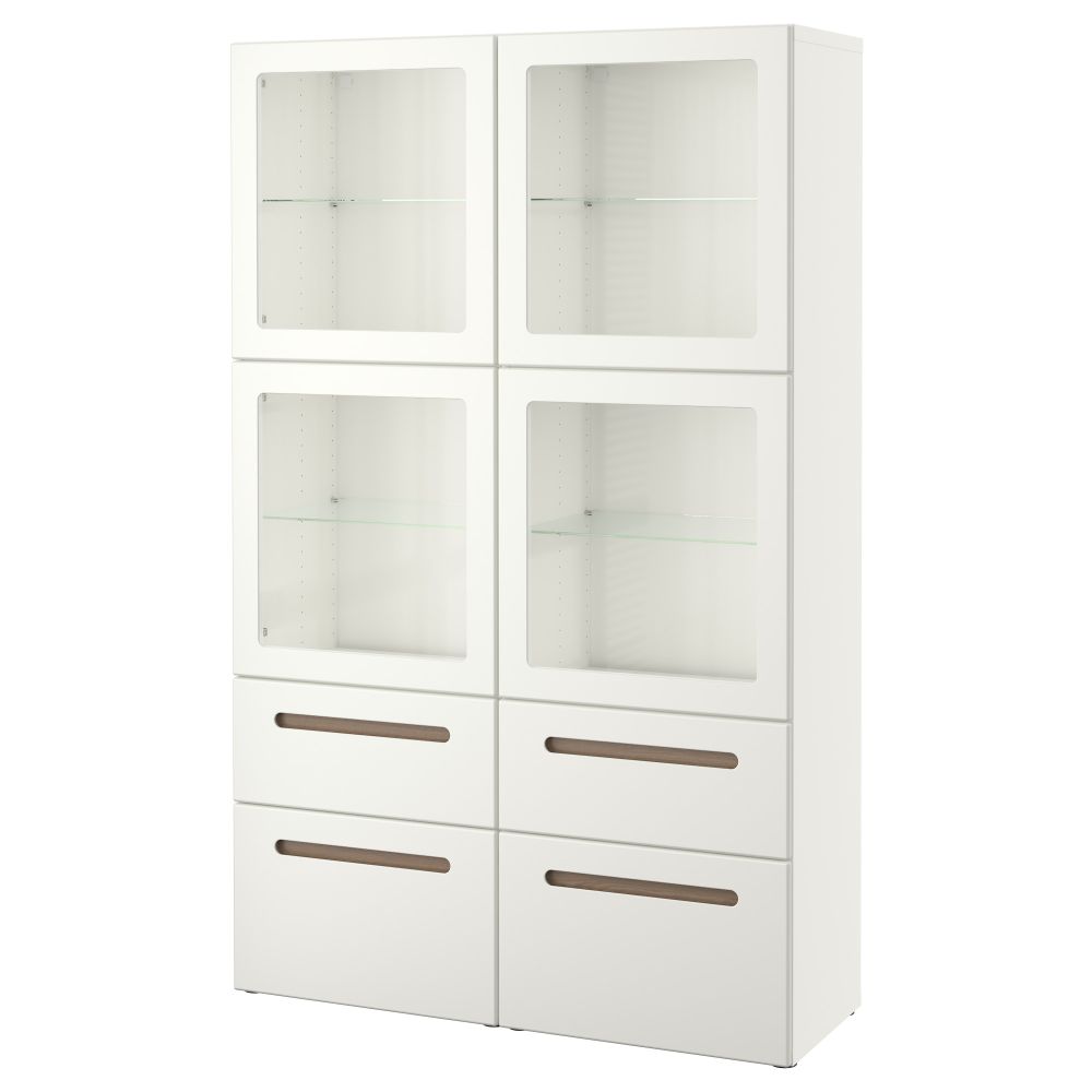 Комбинация для хранения со стеклянными дверцами БЕСТО, Марвикен белый прозрачное стекло (120x40x192 см) - фото 1