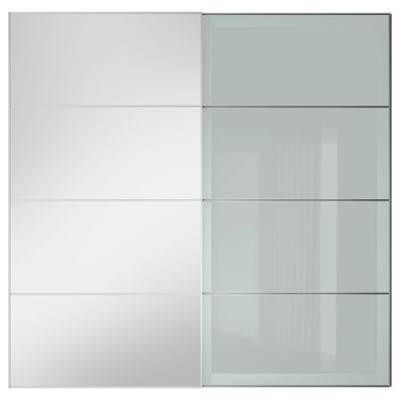 Пара раздвижных дверей АУЛИ / СЭККЕН, зеркальное стекло, матовое стекло