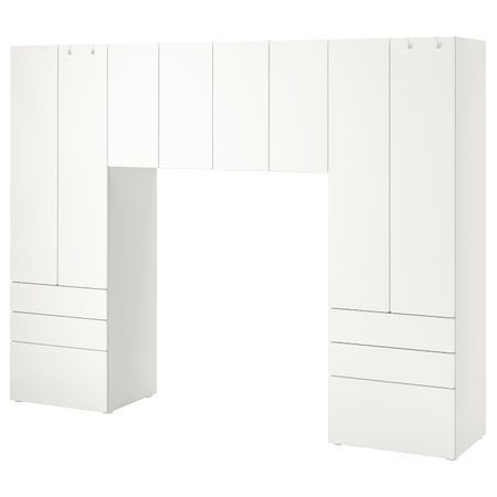 Комбинация для хранения, белый/белый 240x42x181 см IKEA SMÅSTAD СМОСТАД / OPPHUS ОПХУС 294.290.01