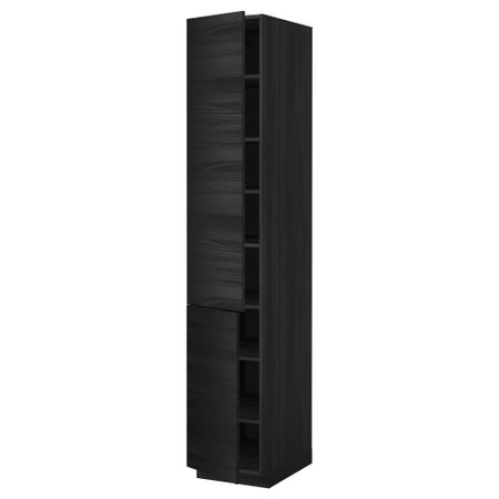 Высокий шкаф с полками, 2 дверцы МЕТОД, черный, Тингсрид черный