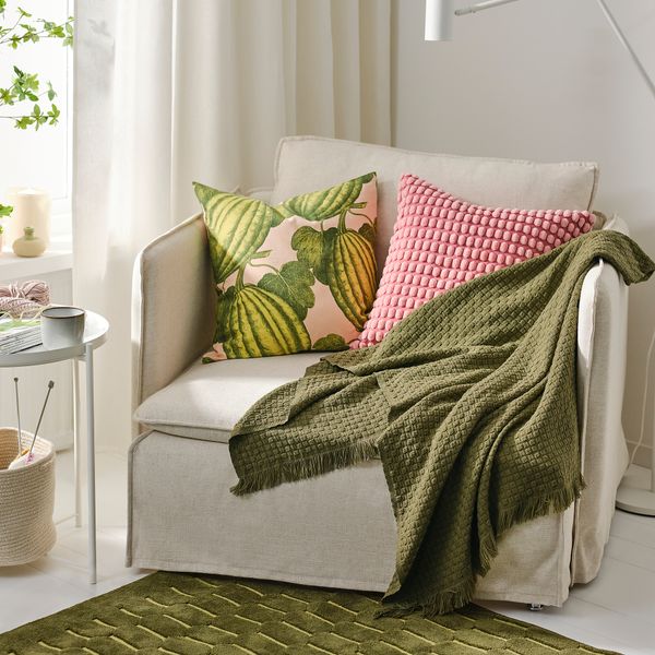 Плед, 130x170 см, зелено-желтый IKEA HORNMAL 905.307.88 - фото 4