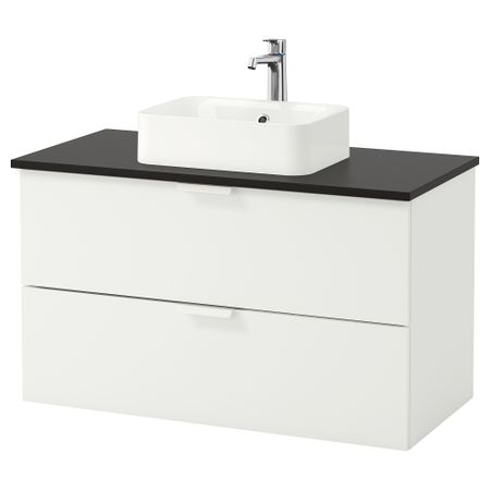 Шкаф со столешницей 45x32 раковина ГОДМОРГОН/ТОЛКЕН / ХОРВИК, белый, антрацит (102x49x72 см)