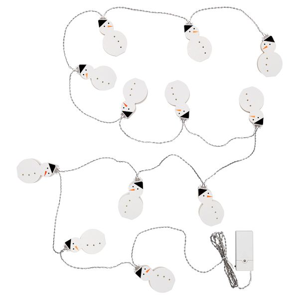 Гирлянда, 12 светодиодов, с батарейным питанием, снеговик IKEA СТРОЛА 704.441.45 - фото 1