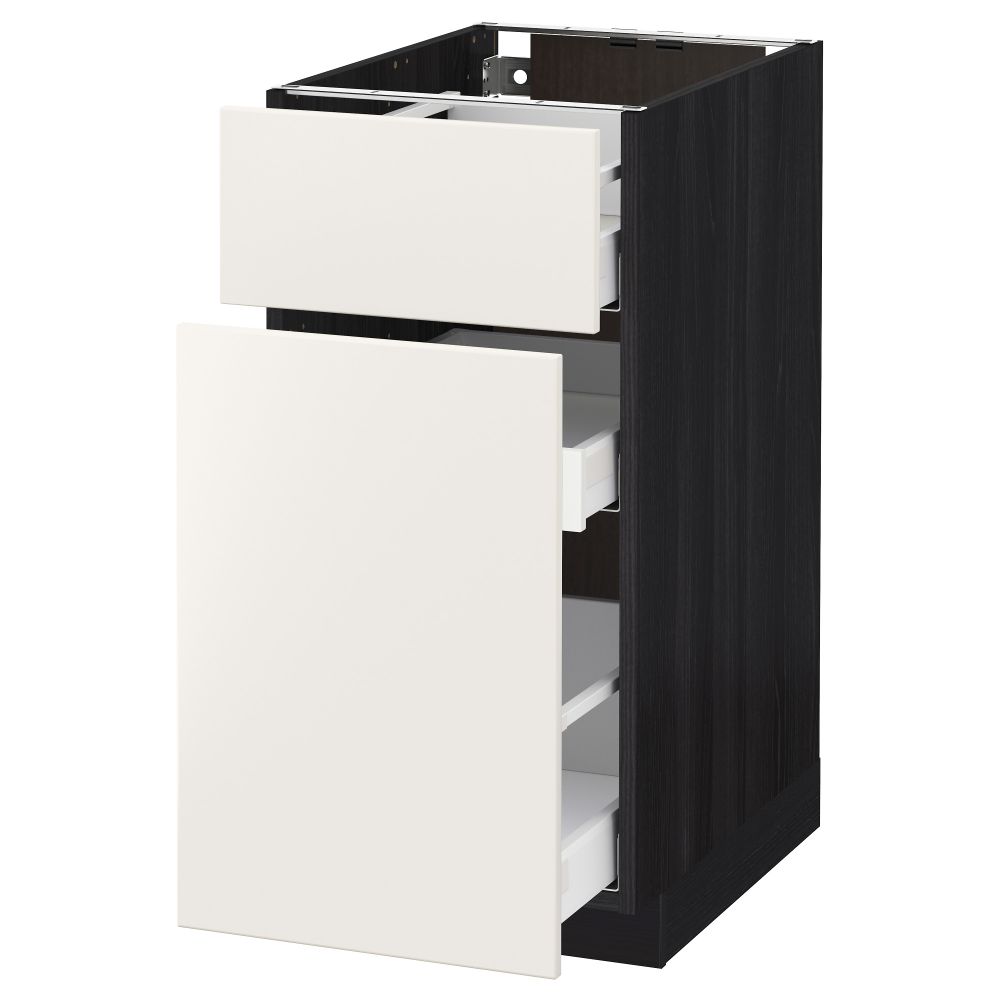 Напольный шкаф, выдвижной секцией, ящик МЕТОД / МАКСИМЕРА, черный, Веддинге белый - схема-чертеж с размерами